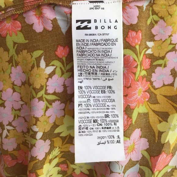 Billabong Womens Beach Daze Puff Sleeve Crop Top - Picture 12 of 12